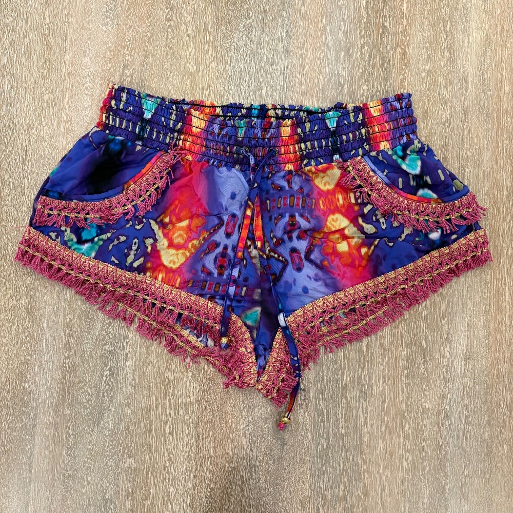 PilyQ Barcelona Multicolor Fringe Swim Shorts XS/S